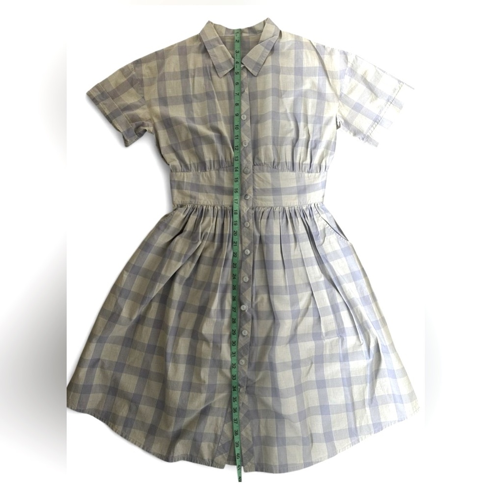 Plaid Dress in Blue and Grey